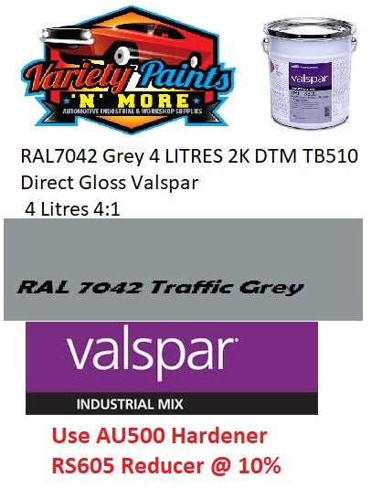 RAL7042 Traffic Grey 4 LITRES 2K DTM TB510 Direct Gloss Valspar 4:1