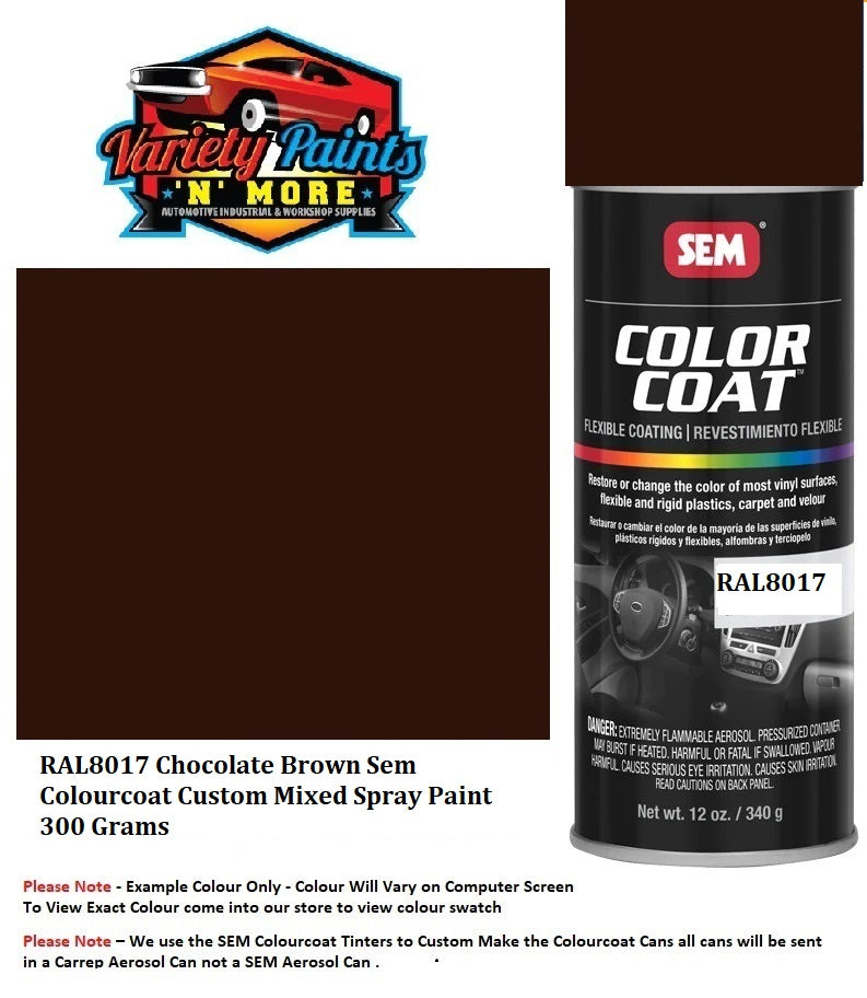 RAL8017 Chocolate Brown Sem Colourcoat Custom Mixed Spray Paint 300 Grams