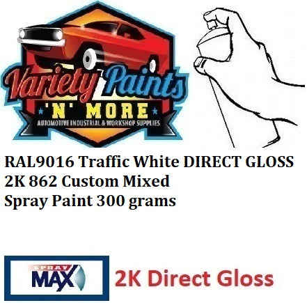 RAL9016 Traffic White DIRECT GLOSS 2K 862 Custom Mixed Spray Paint 300 grams