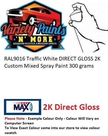 RAL9016 Traffic White DIRECT GLOSS 2K Custom Mixed Spray Paint 300 grams