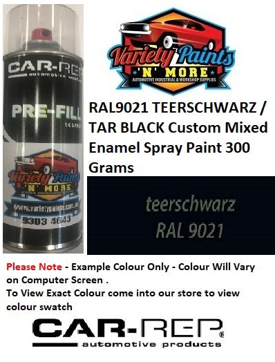 RAL9021 TEERSCHWARZ / TAR BLACK Custom Mixed Gloss Enamel Spray Paint 300 Grams