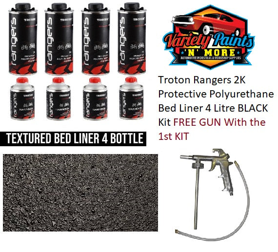 Troton Rangers 2K Protective Polyurethane Bed Liner 4 KG BLACK Kit