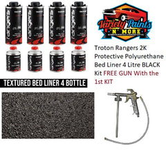 Troton Rangers 2K Protective Polyurethane Bed Liner 4 Litre BLACK Kit  