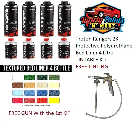 Troton Rangers 2K Protective Polyurethane Bed Liner 4 Litre TINTABLE KIT