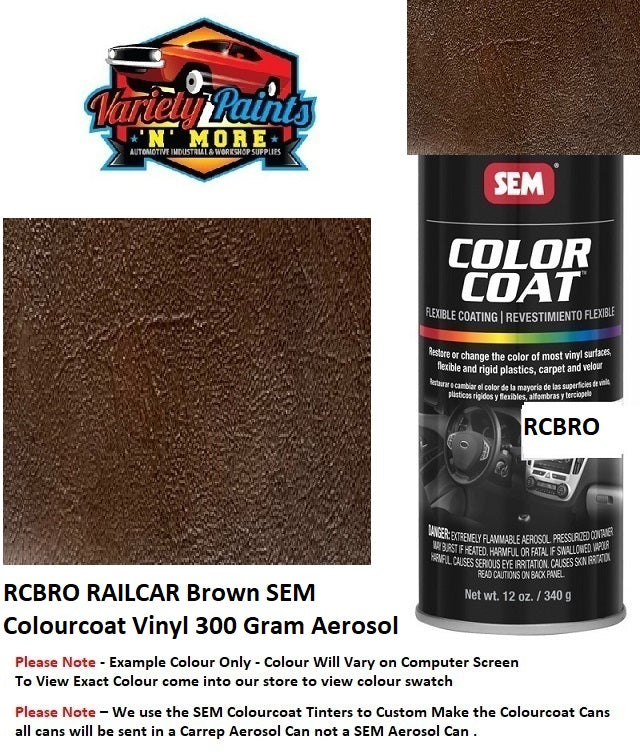 RCBRO RAILCAR Brown SEM Colourcoat Vinyl 300 Gram Aerosol 1IS 14A