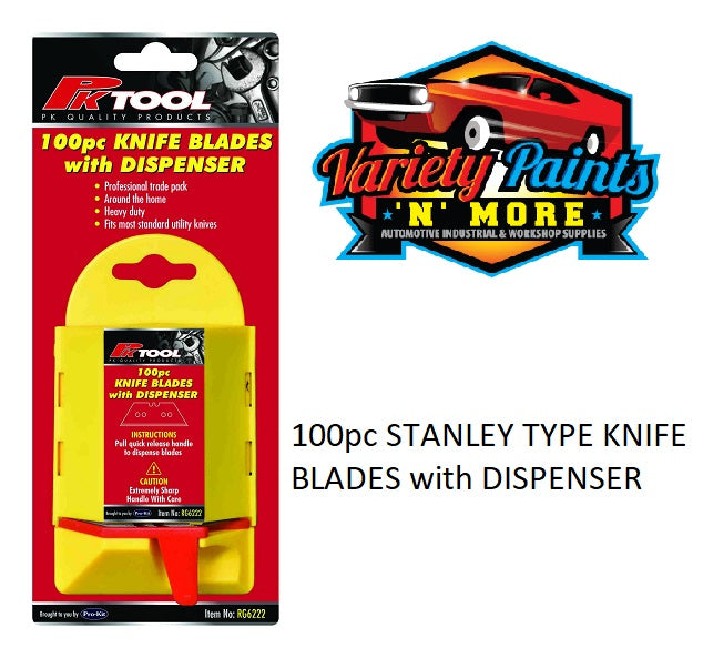 PKTool 100pc STANLEY TYPE KNIFE Razor BLADES with DISPENSER