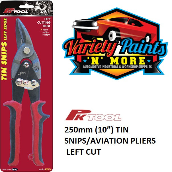 PKTool SUPER HEAVY DUTY 250mm (10”) TIN SNIPS/AVIATION PLIERS LEFT CUT