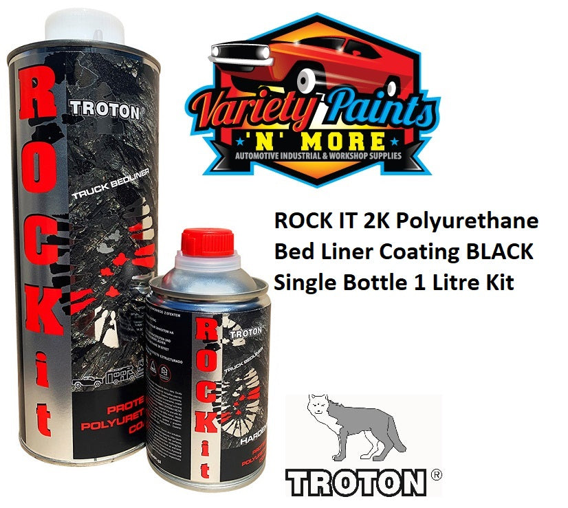 ROCK IT 2K Polyurethane Bed Liner Coating BLACK Single Bottle 1 Litre Kit