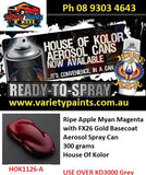 Ripe Apple Myan Magenta with FX26 Gold Basecoat Aerosol Spray Can 300 grams House Of Kolor HOK1126 