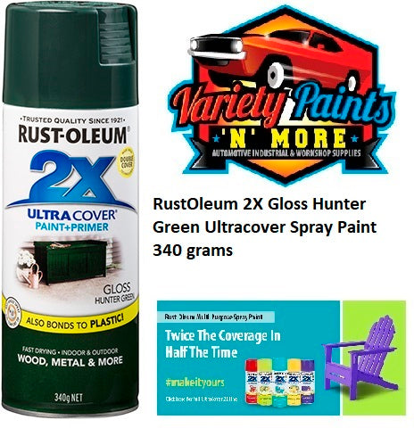 RustOleum 2X Gloss Hunter Green Ultracover Spray Paint 340 grams