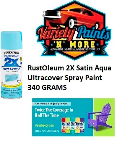 RustOleum 2X Satin Aqua Ultracover Spray Paint 340 GRAMS