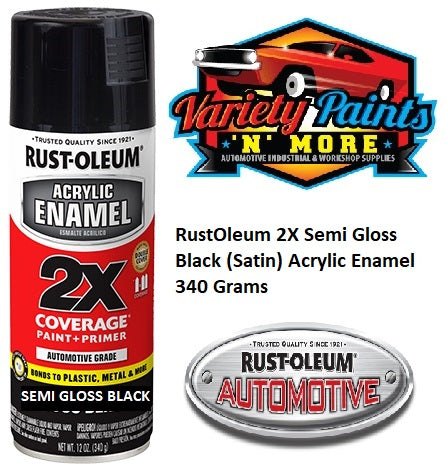 RustOleum 2X Semi Gloss Black (Satin) Acrylic Enamel 340 Grams