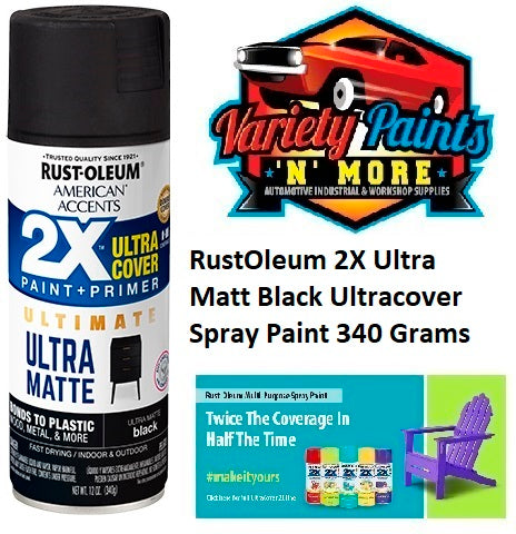 RustOleum 2X Ultra Matt Black Ultracover Spray Paint 340 Grams