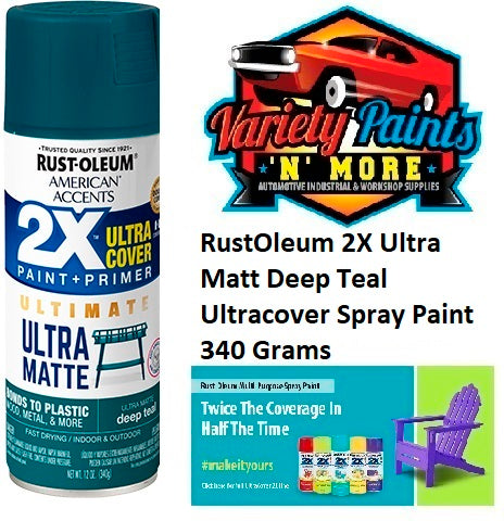 RustOleum 2X Ultra Matt Deep Teal Ultracover Spray Paint 340 Grams