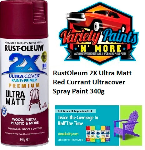 RustOleum 2X Ultra Matt Red Currant Ultracover Spray Paint 340 Grams