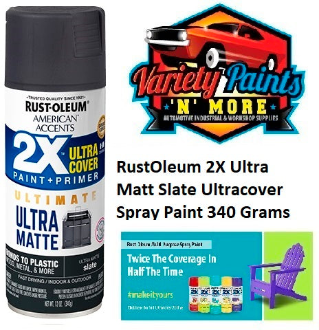 RustOleum 2X Ultra Matt Slate Ultracover Spray Paint 340 Grams