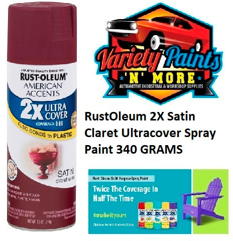 RustOleum 2X Satin Claret Ultracover Spray Paint 340 GRAMS
