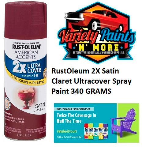 RustOleum 2X Satin Claret Ultracover Spray Paint  340 Grams