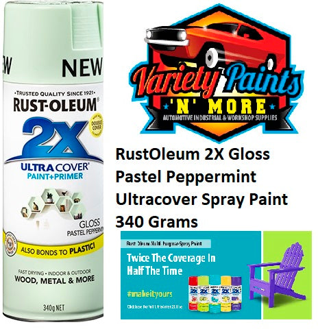 RustOleum 2X Gloss Pastel Peppermint Ultracover Spray Paint 340 Grams NEW Colour