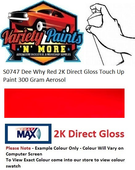 S0747 Dee Why Red 2K Direct Gloss Touch Up Paint 300 Gram Aerosol