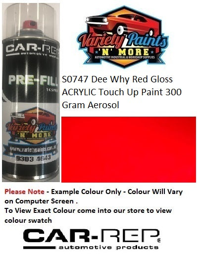 S0747 Dee Why Red Gloss ACRYLIC Touch Up Paint 300 Gram Aerosol