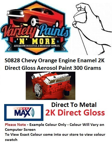 S0828 Chevy Orange Engine Enamel 2K Direct Gloss Aerosol Paint 300 Grams