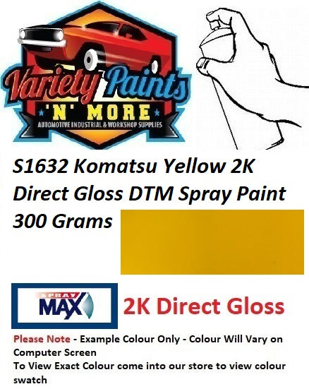 S1632 Komatsu Yellow 2K Direct Gloss DTM Spray Paint 300 Grams