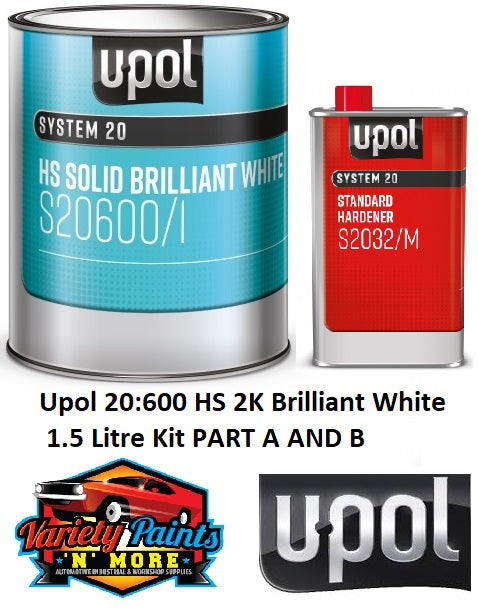 Upol 20:600 HS 2K Brilliant White 1.5 Litre Kit PART A AND B