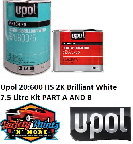 Upol 20:600 HS 2K Brilliant White 7.5 Litre Kit