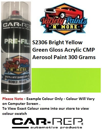 S2306 Bright Yellow Green Gloss Acrylic CMP Aerosol Paint 300 Grams