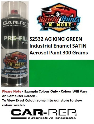 S2532 AG KING GREEN Industrial Enamel SATIN Aerosol Paint 300 Grams