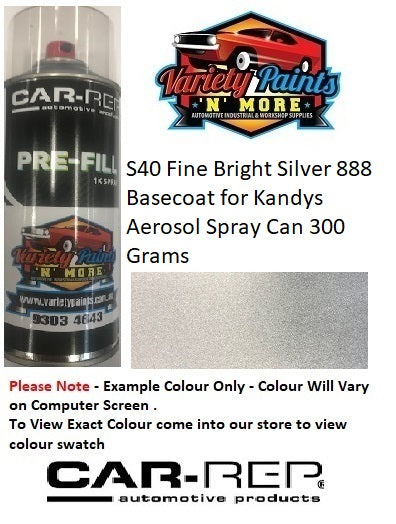 S40 Fine Bright Silver 888 Basecoat for Kandys Aerosol Spray Can 300 Grams