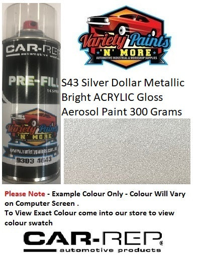 S43 Silver Dollar Metallic Bright ACRYLIC Gloss Aerosol Paint 300 Grams