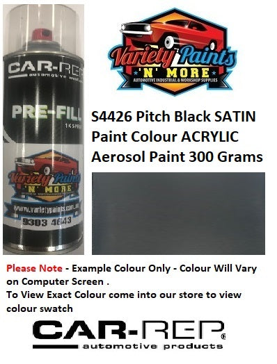 S4426 Pitch Black SATIN Paint Colour ACRYLIC Aerosol Paint 300 Grams