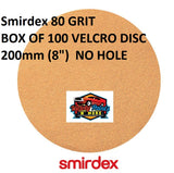 Smirdex 200mm 80 Grit Velcro Disc Box of 100 No Hole