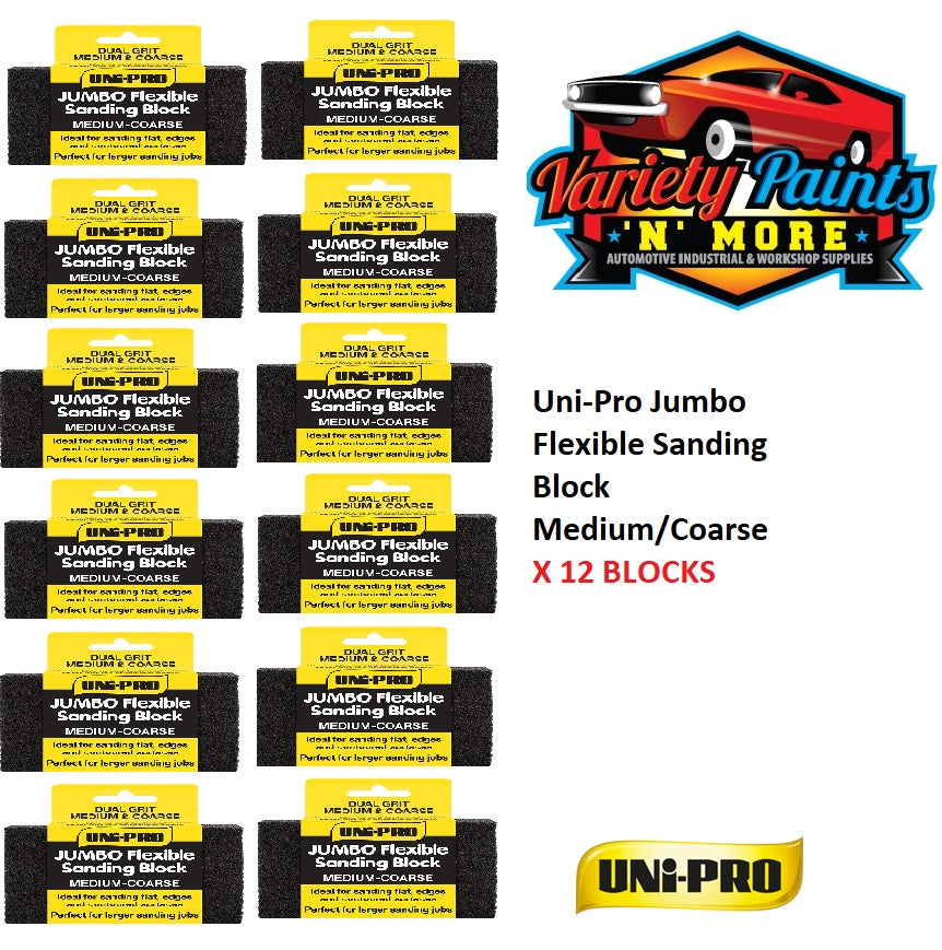 Uni-Pro Jumbo Flexible Sanding Block Medium/Coarse 12 PACK