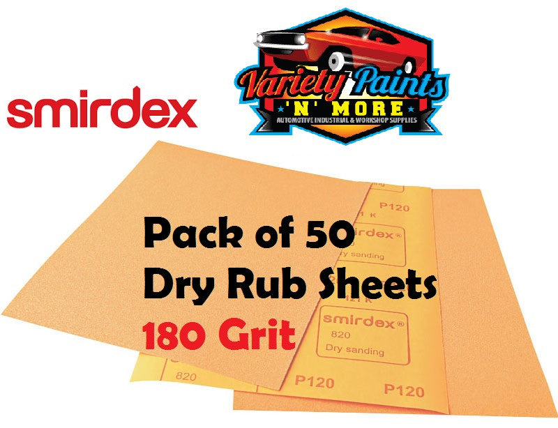Smirdex 180 Grit Dry Rub Paper Pack of 50 Sandpaper