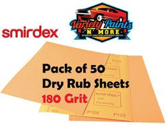Smirdex 180 Grit Dry Rub Paper Pack of 50 Sandpaper 