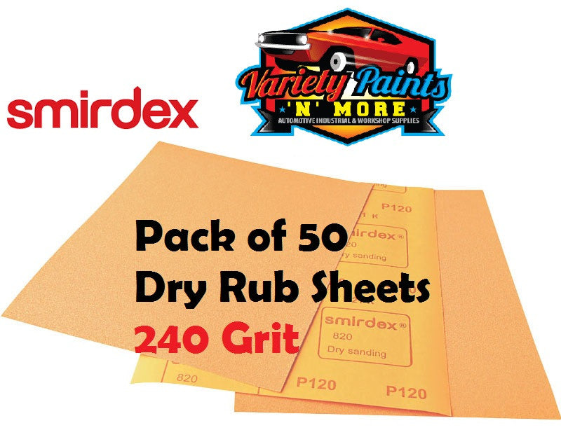 Smirdex 240 Grit Dry Rub Paper Pack of 50 Sandpaper