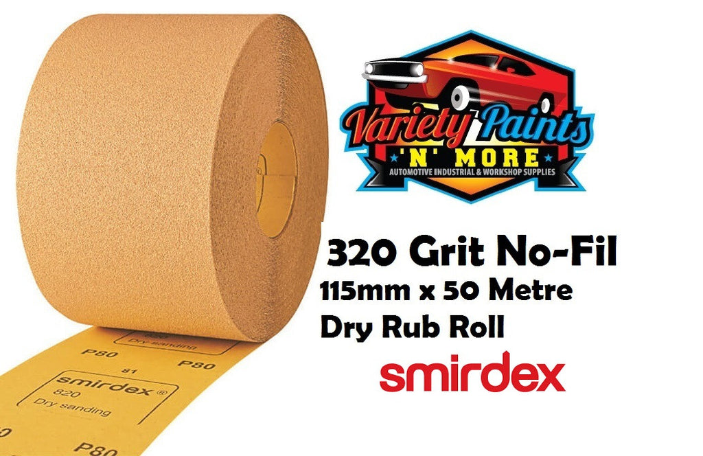 Smirdex Dry Rub Roll 115mm x 320 Grit x 50 Metres Sandpaper SDRR320