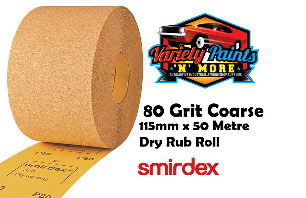 Smirdex Dry Rub Roll 115mm x 80 Grit x 50 Metres Sandpaper SDRR80
