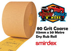 Smirdex Dry Rub Roll 115mm x 80 Grit x 50 Metres Sandpaper
