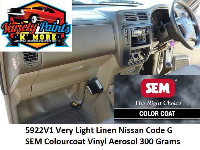 5922V1 Very Light Linen Nissan Code G SEM Colourcoat Vinyl Aerosol 300 Grams