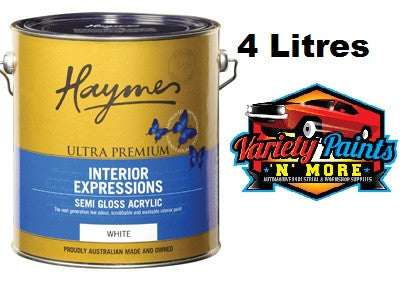 Haymes Ultra Premium Acrylic Interior Expressions Semi Gloss White 4 Litres