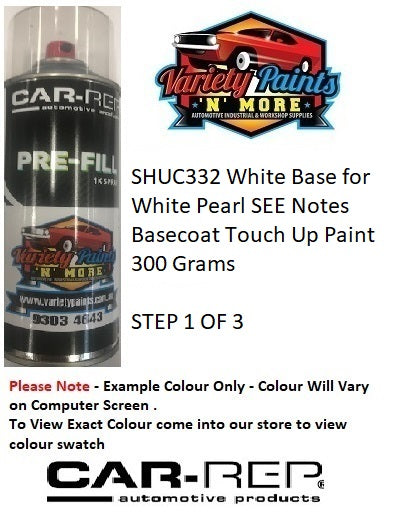 SHUC332 White Base for White Pearl SEE Notes Basecoat Touch Up Paint 300 Grams