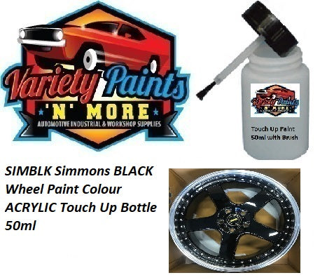 SIMBLK Simmons BLACK Wheel Paint Colour ACRYLIC Touch Up Bottle 50ml