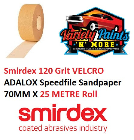 Smirdex 120 Grit VELCRO NO-FIL Speedfile Sandpaper Roll 70mm x 25 Metre Roll