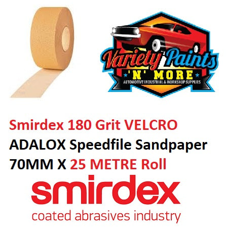 Smirdex 180 Grit VELCRO NO-FIL Speedfile Sandpaper Roll 70mm x 25 Metre Roll