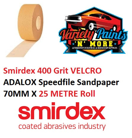 Smirdex 400 Grit VELCRO NO-FIL Speedfile Sandpaper Roll 70mm x 25 Metre Roll
