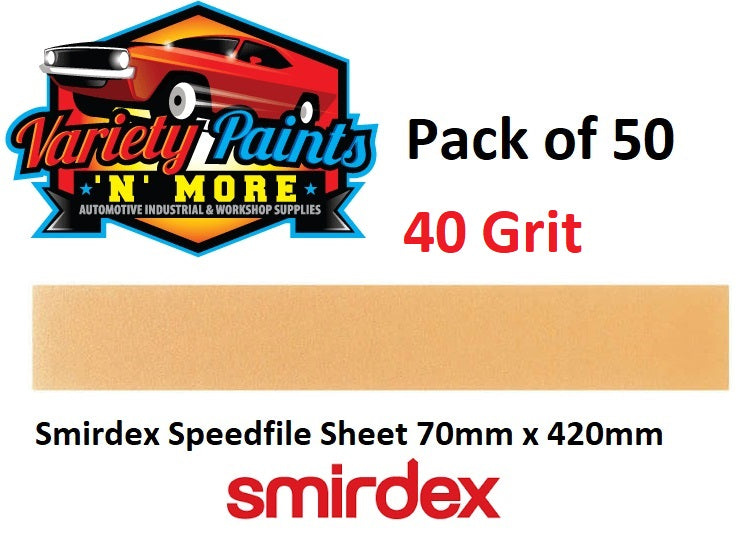 Smirdex 40 Grit Speedfile Sheet 70mm x 420mm PACK OF 50